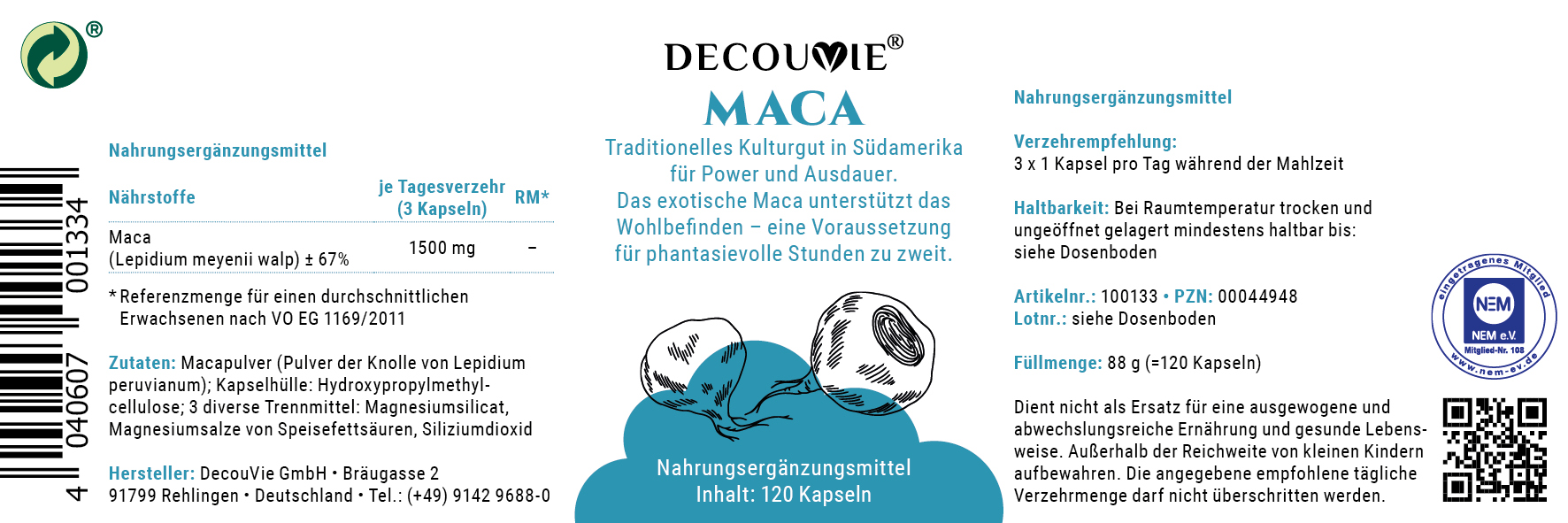 Maca (Peruanischer Ginseng) Traditionelles Kulturgut in Südamerika für Power und Ausdauer